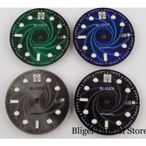 High Quality 31mm Grey/Black/Green/Blue Watch Dial with Date Window Fit ETA 2836 MIYOTA Movement