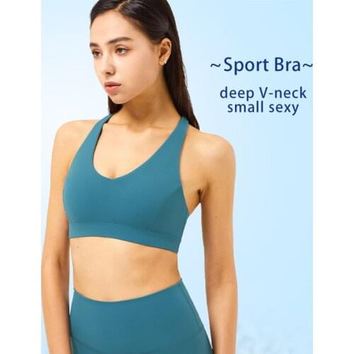 Women Sports Bras V Neck Soft Fabric Gym Clothing Fitness Outdoor Running Cycling Comfortable Yoga Top Vest