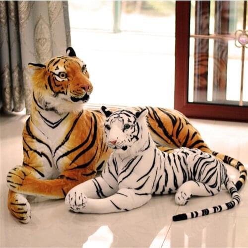 Fancytrader Realistic Emulational Lying Tiger Plush Toys Big Stuffed Animals Tiger Doll School Photography Props