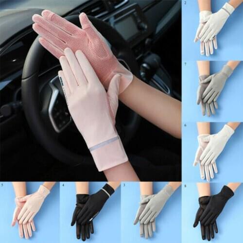 Ice Silk Light Gloves Summer Thin Men Sport Non-slip Screen Sunscreen Mitten Women Mesh Breathable Opened Fingertip