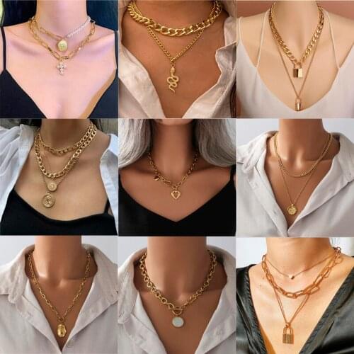 JINGLANG New Metal Multilayer Love Wing Pendant Peach Heart Lady Necklace Gift Fashion Jewelry
