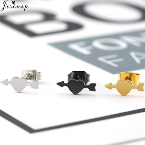 Jisensp Korean Fashion Romantic Arrow Heart Earring Sweet Romantic Arrow Stud Earring Stainless Steel Jewelry Gift for Women