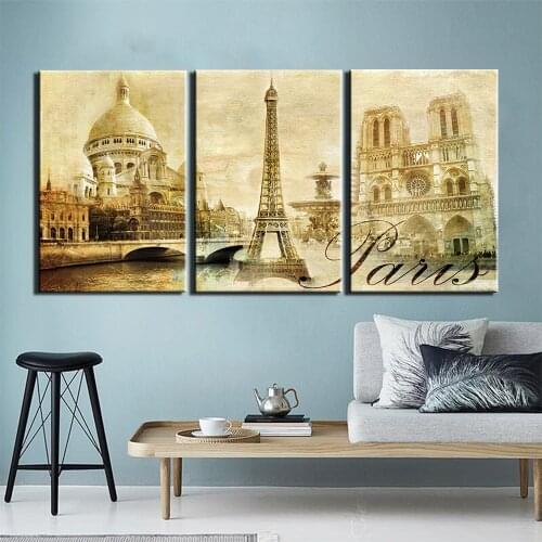 Retro Feel Landscape Canvas Painting Still Life Building Wall Picture for Living Room Decoration Art Paris Posters and Prints