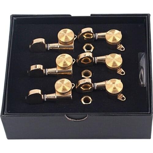 A Set 6 Pcs Gold Locked String Tuning Pegs key Tuners Machine Heads For Acoustic Electric Guitar Lock Schaller Style
