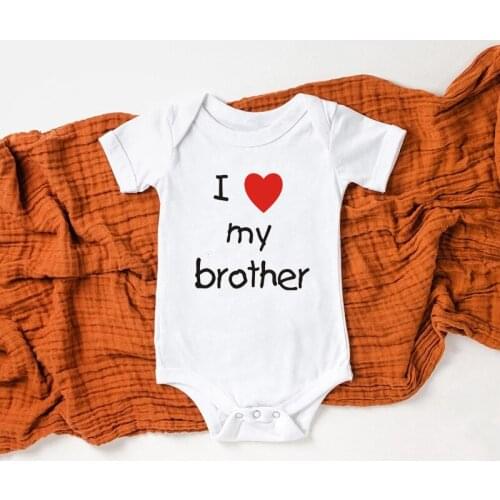 I Love My Brother Newborn Baby Rompers Infant Baby Boys Girls Short Sleeve Bodysuits Cute Baby Announcement Onesie Jumpsuit