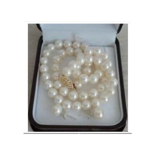 Beautiful 7-8mm white pearl necklace earrings set