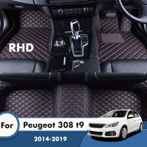 RHD Carpets For Peugeot 308 t9 2019 2018 2017 2016 2015 2014 Artificial Leather Car Floor Mats Custom Auto Accessories Interior