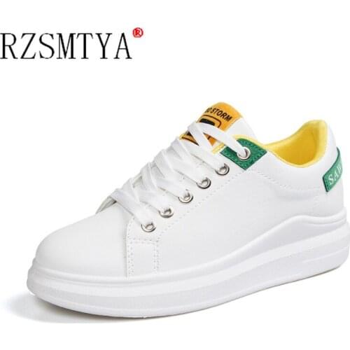 Women Casual Shoes 2021 PU Leather Summer Shoes Fashion Spring Flats Platform Women Shoes Breathable White Women Sneakers 40