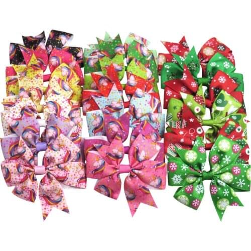 20PCS/LOT Lovely Elastic Hair Bands Girls Ribbon Clips Swallowtail Bow Girl Hair Tie Hairpin Handmade Fashion Hair Accessories