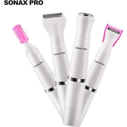SONAX PRO 4 in 1 Multi-function Electric Epilator Lady Shaver Eyebrow Private Painless Hair Removal USB Recharge Shaving Machine