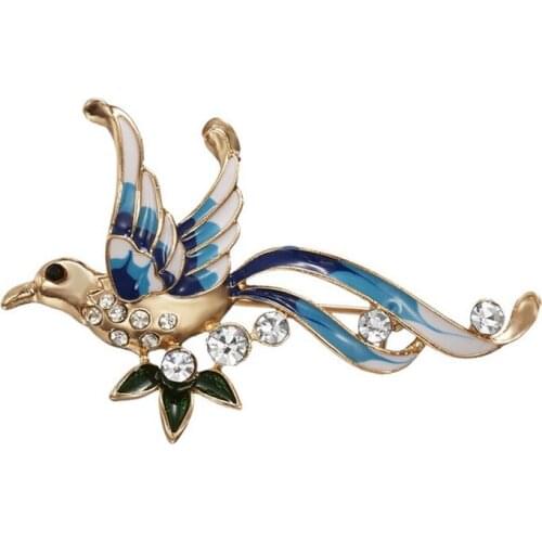 Fashion Charm Colorful Enamel Pin Phoenix Brooch Crystal Brooches Wedding Unisex Gold Decoration Wild Animal Bird Badges Jewelry