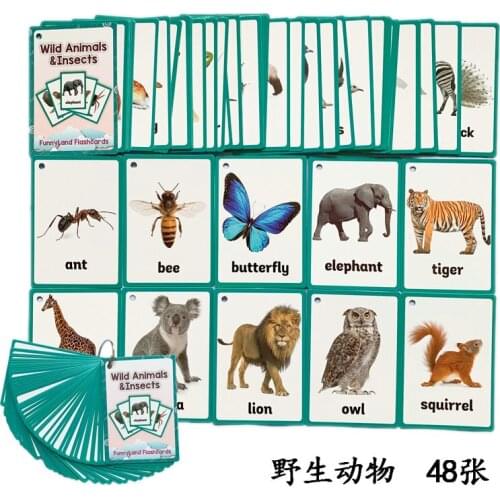 Sea Animal Early Learning Toddler Flash Cards English Word Memory Card For Kids Lion Owl Duck Montessori Educational Toys