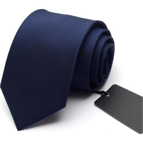 2019 Fashion 8CM Male Formal Tie For Men Business British Style Wedding Working Slim Solid Color Men Ties with Gift Box Blue