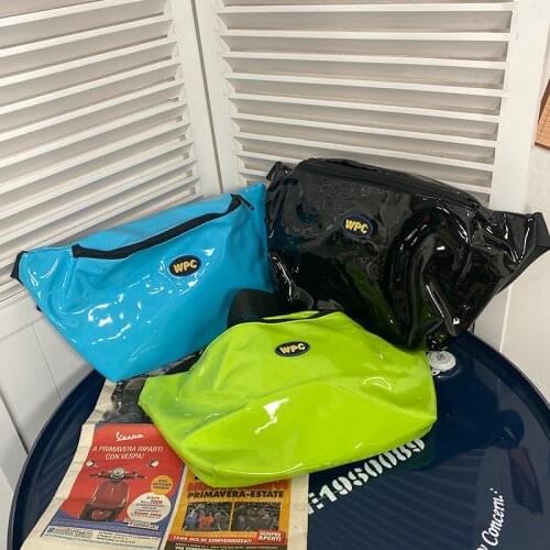 Unisex Fashion Chest Bags Neon Green Streetwear Casual Fanny Pack PU Leather Mobile Phone Crossbody Bag Large Capacity Trend