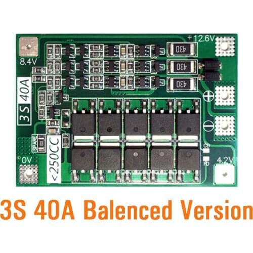 Battery Protection Board with Balanced Version for Drill 3S 40A BMS 11.1V 12.6V 18650 Lithium 40A Current/ Motorcycle Battery