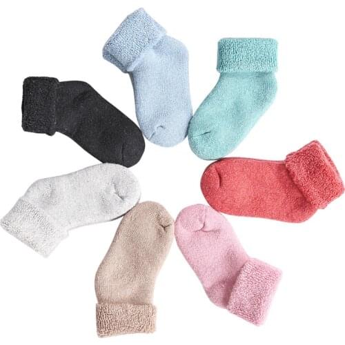 Thicken Autumn Winter Real Woolen Baby Kids Socks Soft Warm Socks for Children 0-7 Years Boys Girls Thermal Floor Baby Socks