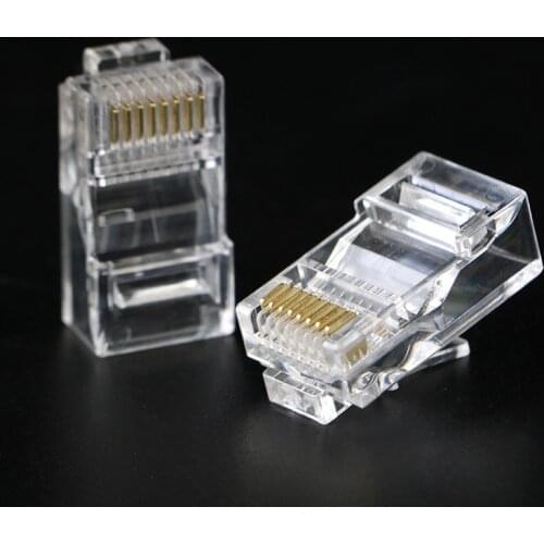 Gold Plated Network Modular Plug Crimper RJ45 Ethernet Cable Head Connector Panel CAT5 LAN Internet Cafes Computers Routers