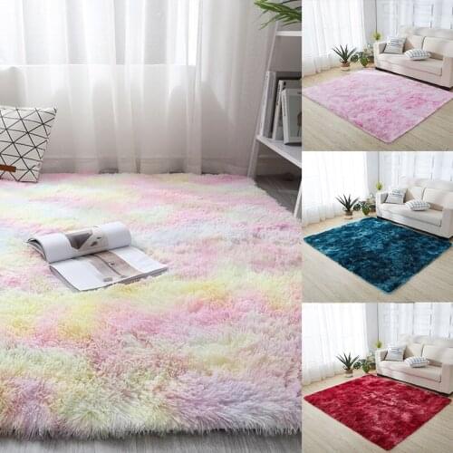 Anti-Slip Tie Dye Gradient Color Carpet Fluffy Floor Mats Living Room Bedroom Decoration