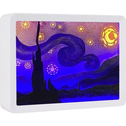 One Piece Shadow Box Frame Wholesale Van GoghS Starry Sky Acrylic Diy Craft Christmas Decoration Supplies Mystery Box Painting