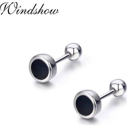 Cute Small Blue Round 925 Sterling Silver Screw Back Stud Earrings For Women Girls Kids Piercing Jewelry Orecchini Aros Aretes