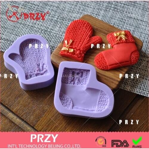 Gloves socks Christmas silicone fandont mold Silica gel moulds Chocolate molds cake baking decoration tools candy mold