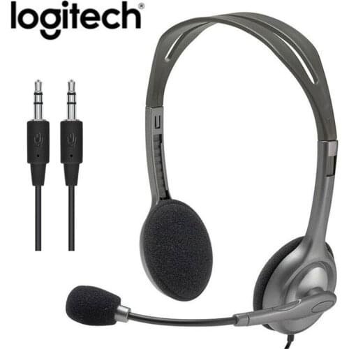 Logitech H110/H111 Stereo Headset with Microphone 3.5mm Single/Dual Plug Wired Headphones Multifunction for Music Games Calls