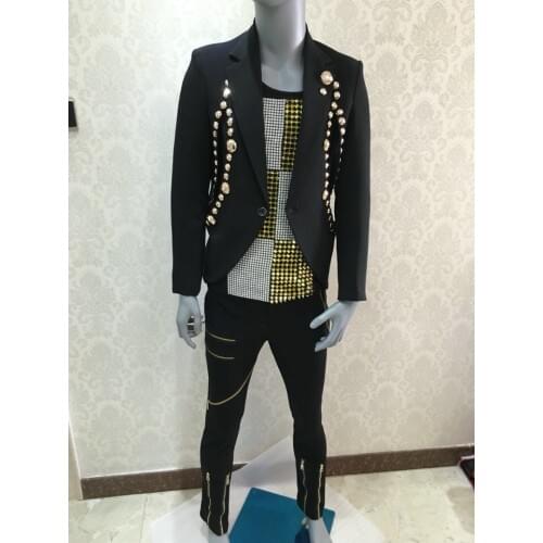 2016 Plus size Stylish Mens Fashion Performance casual Suit blazers Nightclub singer dj dancer stage show coat wear