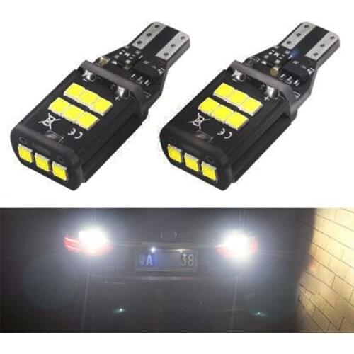 2pcs NEW T15 921 W16W WY16W Super Bright 1800Lm LED Car Tail Bulbs Additional Brake Lights Auto Backup Reverse Lamp Turn Signals