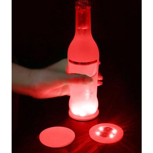 10pcs Wine Bottle LED Coasters Lights Drinking Glass Color Changing 3 Modes Flat Foam Core Board Nightclub Party Battery Powered