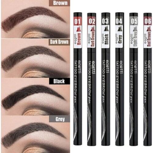 6 Colors Microblading Eyebrow Tattoo Pen 4 Forks 3D Tint Natural Long Lasting Waterproof Brown Tip Eye Brow Pencil