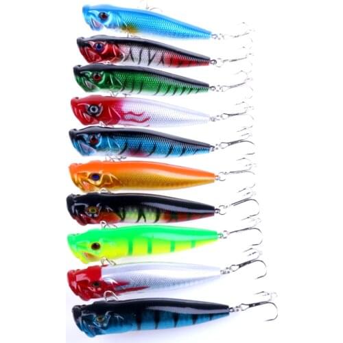 10pcs 9cm 12g Hard Plastic Laser Popper Lure Baits With Hook 3D Fish Eye Fishing Lures