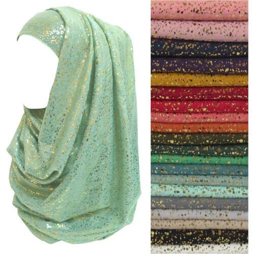 Gold Glitters Womens Head Scarf Muslim Hijab Wrap Soft Lightweight Fabric