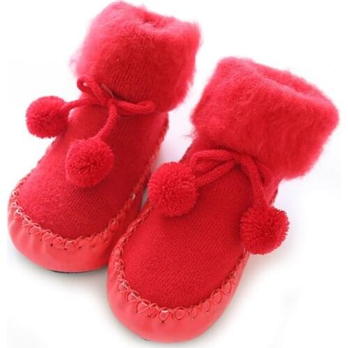 Winter Thicken Cotton Children Floor Socks Boys Girls Cute Cartoon Warm Non-slip Toddler Shoes Infant Soft Sole Shoes 0-3 Years