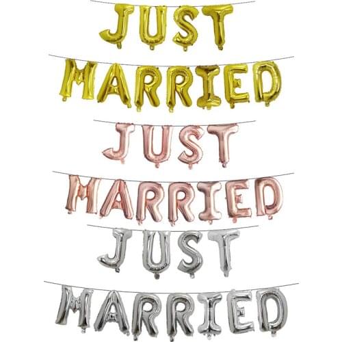 16inch Rose Gold JUST MARRIED Banner Foil Balloon for Wedding New Year Decoration Ballons Birthday Party Products Air Globos