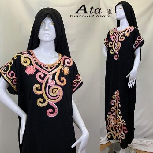 2021 100%Cotton Abaya Dubai Saudi Turkey Loose Longue Femme Maxi Robe with Scarf Islam Clothing African Dresses For Women Kaftan