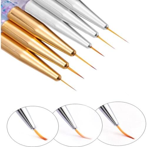 3Pcs Acrylic French Stripe Nail Art Liner Brush Set 3D Tips Manicure Ultra-thin Line Drawing Pen UV Gel Brushes Painting Tools