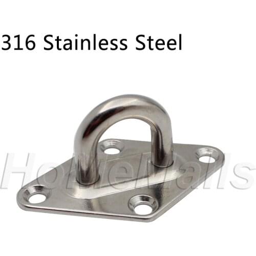 316 Stainless Steel Suspension Eye Plate Rhombus Shape Ring Buckle Marine Hardware Wall Mounting Hook Hanger Boat Rigging