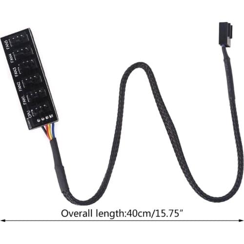40cm 4-Pins Fan CPU Hub 1 to 6 Computer PC Case Chasis Cooler Power Extension Cable Splitter Adapter Controller T3LB