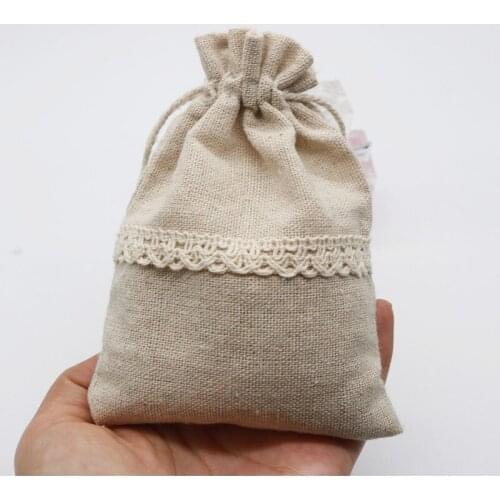 50pcs/lot Natural Cotton Bags 9.5x13 12x17.5cm Drawstring Gift Bag Muslin Pouch Cosmetics Boutique Candy Jewelry Packaging Bags