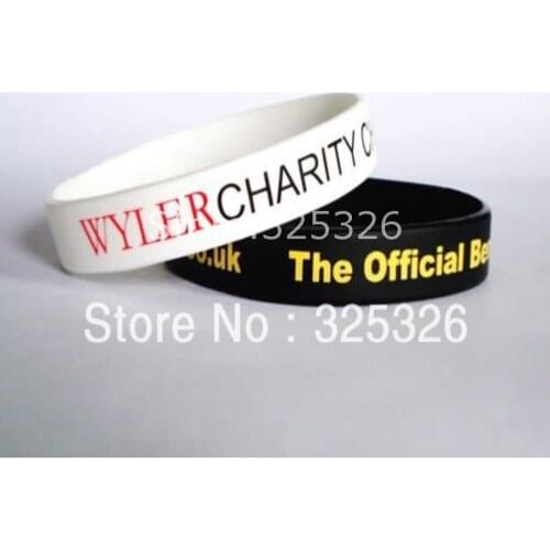 500pcs custom texts & logo silicone wristbands for promotion gifts solid color silicone barcelet with colorful text or logo