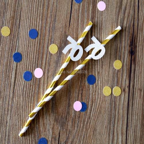 70th birthday straws, seventieth anniversary party decorations, 70, gold and silver, seventy