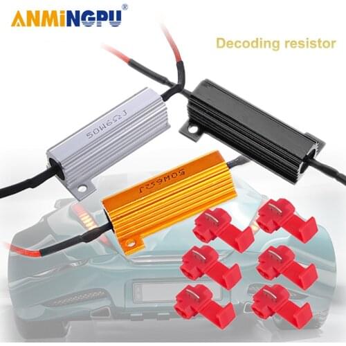 ANMINGPU 2PCS Load Resistor 50w 6OHM Canceler Decoder Light Error Free Code Load Resistors 12V Car Turn Signal Lights Resistor