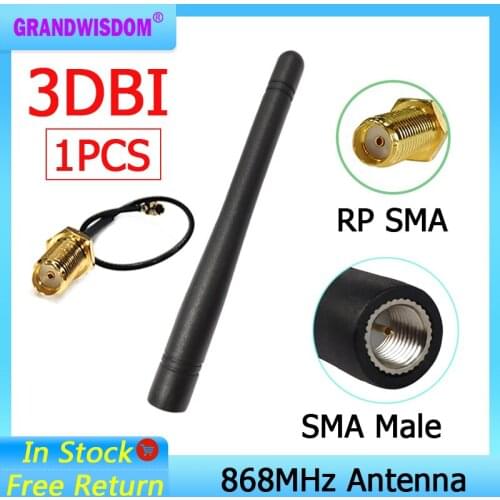 868MHz 915MHz Antenna 3dbi SMA Male Connector GSM 915 MHz 868 MHz antena antenne waterproof +21cm RP-SMA/u.FL Pigtail Cable