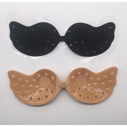 Strapless Seamless Push Up Silicone Self Adhesive Reusable Padded Breathable Holes Invisible bra