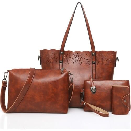 Large Capacity Women PU Leather Handbags Tote Bags New Fashion Hollow Out Shoulder Bag High Quality Casual Female Messenger Bags