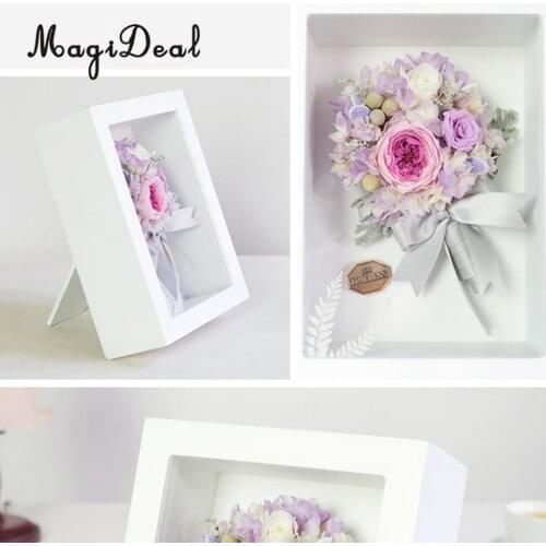 MagiDeal Wood + Glass Picture Photo Frame Collectible Specimen Flower Display Home Decor Wedding Party Favors Supply