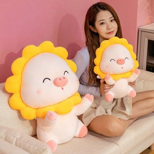 Hot Sale 43/73CM Cute Angel Pig with Sunflower Plush Toys Stuffed Soft Animal Pillow Home Decor Birthday Gift Doll for Kids Girl