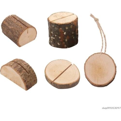 Rustic Wood Place Card Holder Table Number Stand Name Cards Photo Clip for Wedding Party Sign Food Cards Label M6 21 Wholesales