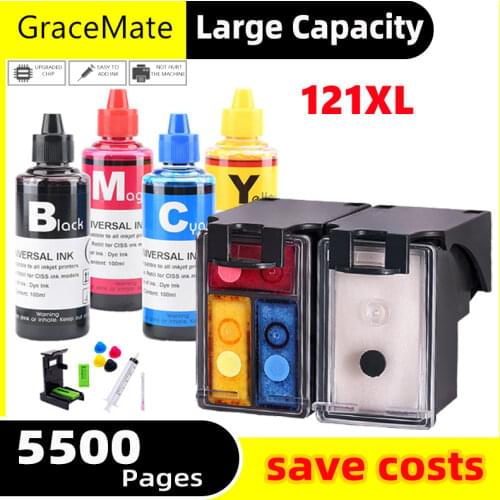 DLS 121XL Cartridge for Hp 121 Hp121 Refillable Cartridge for Hp Photosmart C4683 Deskjet D2563 F4283 F2423 F2483 F2493 Printer