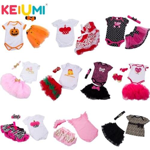 KEIUMI 22-23 inch Baby Girl Clothes Random 3 Pcs/Set Fashion Style Baby Rompers Clothing For 55-57 cm Babies Accessories